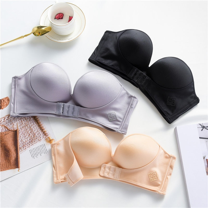 Strapless Front Buckle Lift Bra, Strapless Bra That Stays Up