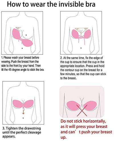 Push Up Stick On Bra, Strapless Backless Push Up Bra