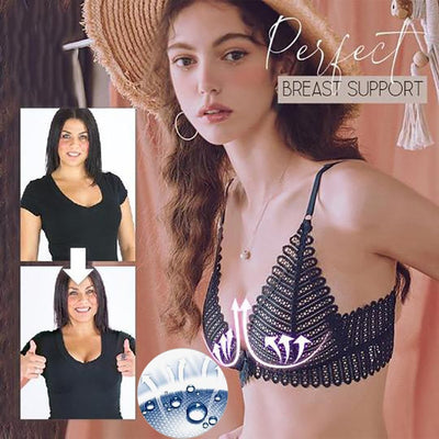 Breathy Front Buckle Lace Bra, Anti Sagging Front Cross Buckle Wireless Bra
