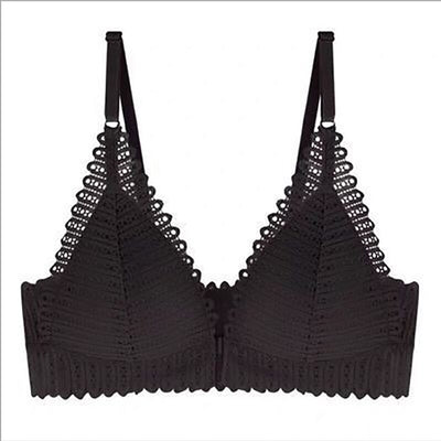 Breathy Front Buckle Lace Bra, Anti Sagging Front Cross Buckle Wireless Bra