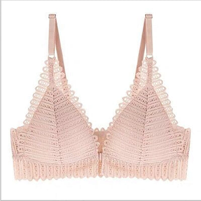 Breathy Front Buckle Lace Bra, Anti Sagging Front Cross Buckle Wireless Bra