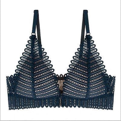 Breathy Front Buckle Lace Bra, Anti Sagging Front Cross Buckle Wireless Bra
