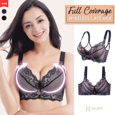 Full Coverage Bra, Push Up, Covers Back Fat, Wireless, Lace Bra, Supports Smooth Back