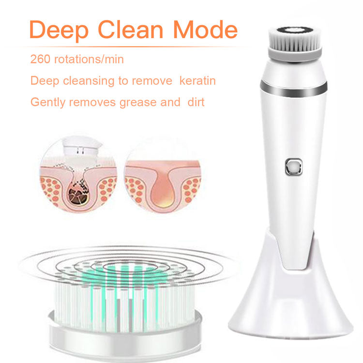 Facial Cleansing Brush With Changable Heads & Stand Waterproof