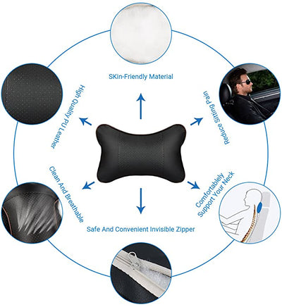 Car Headrest Pillow , Car Neck Support Pillow With Headrest Strap